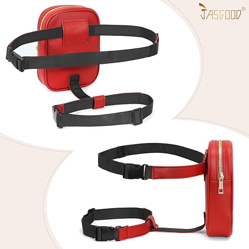 Miniatura 4 de JASGOOD Riñonera de moda para mujer, arnés de muslo, bolsa de pierna caída, C- Rojo, Moda