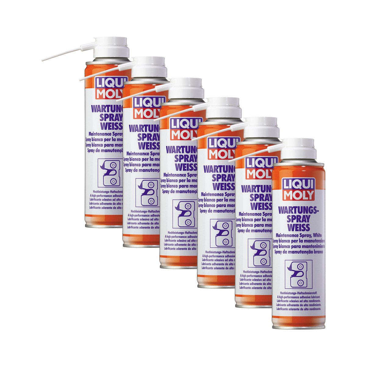 6 x Liqui Moly 3075 de mantenimiento spray color blanco Universal Lubricante 250 ml