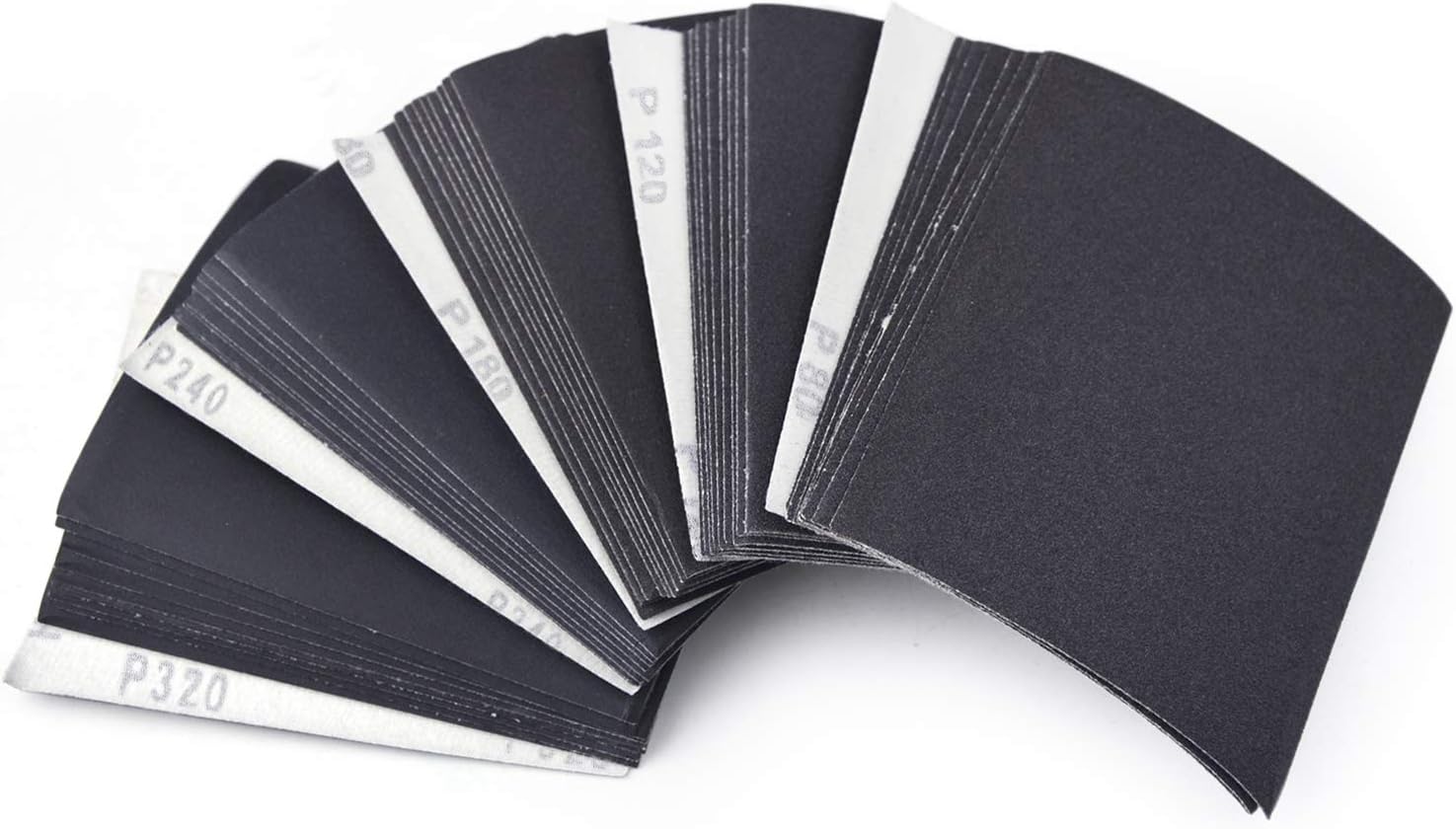 1/4 Sheet Sandpaper Assorted 80/120/180/240/320 Grit Hook & Loop or Clip on Sander Sheets 5.5" x 4.5" Silicon Carbide Sanding Sheets for Wet/Dry Palm Sanders Polishing Accessories, 50PCS - - 