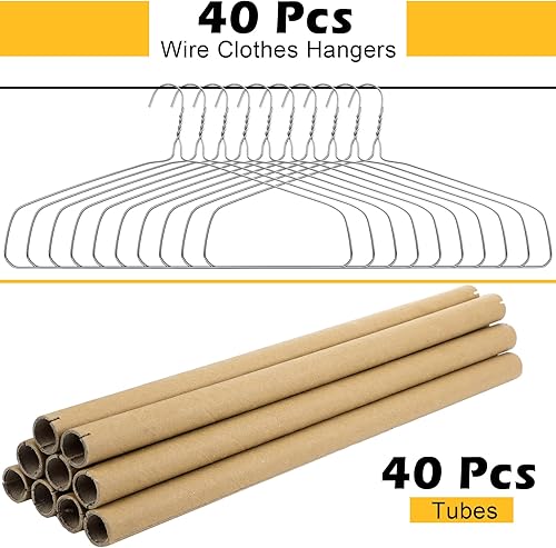 Miniatura 10 de Didaey Juego de 10 ganchos plateados para limpieza en seco de 18 pulgadas y tubos para manteles, perchas para mantas, perchas con alambre fuerte de