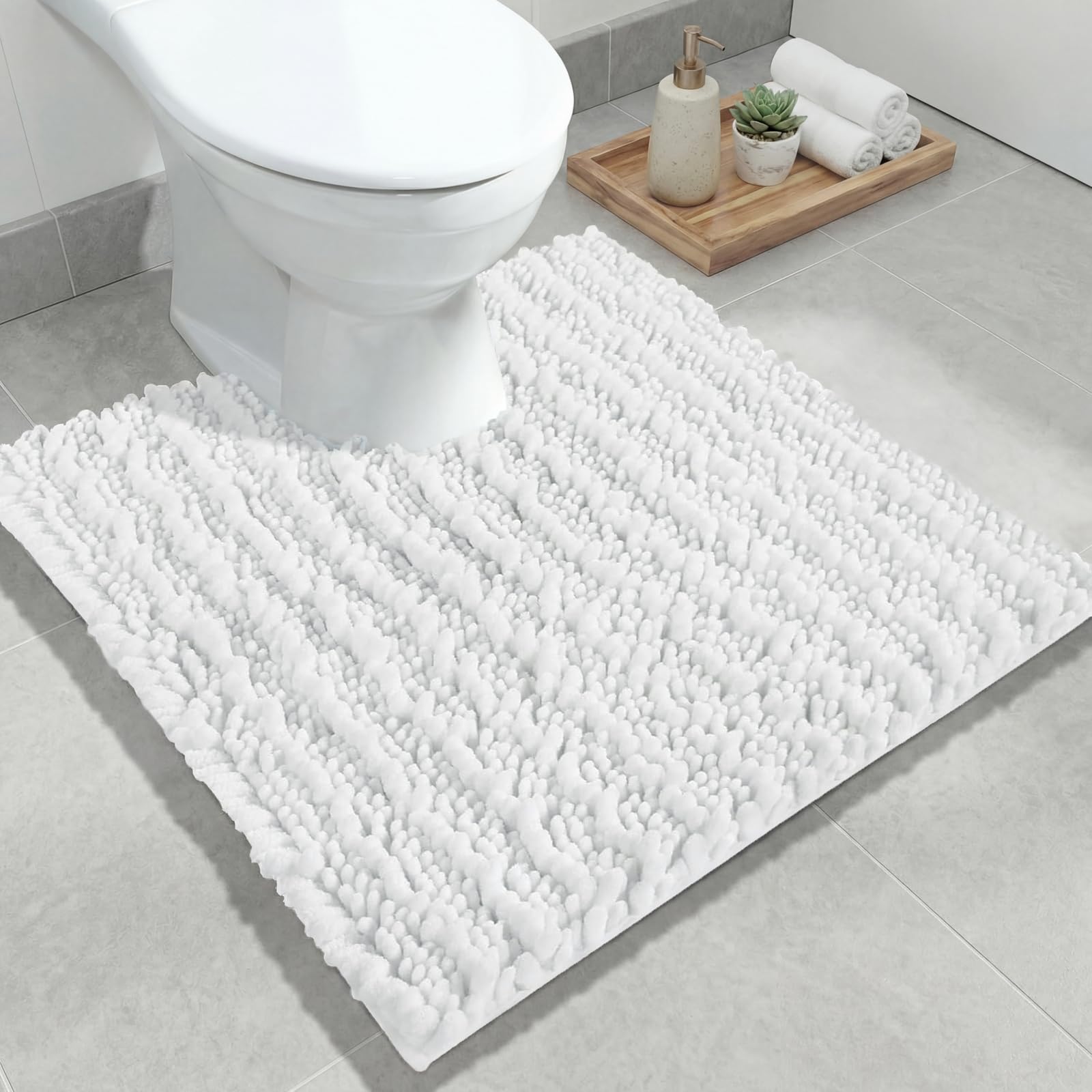 ILANGO Toilet Rugs U Shaped 24x24,Soft Absorbent Chenille Contour Bath Rugs