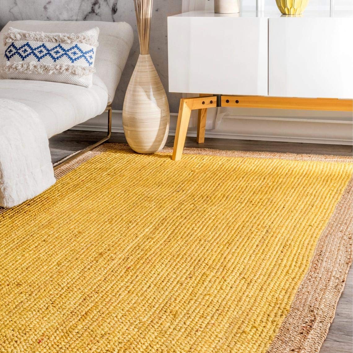 AURA NEST Jute Carpet for Living Room & Home | Soft & Comfortable | Rectangular Floor Mat | Unique Designs | Durable & Lightweight Carpet | Handmade | Ideal for Living Room | 4 * 6 | Yellow-image-46