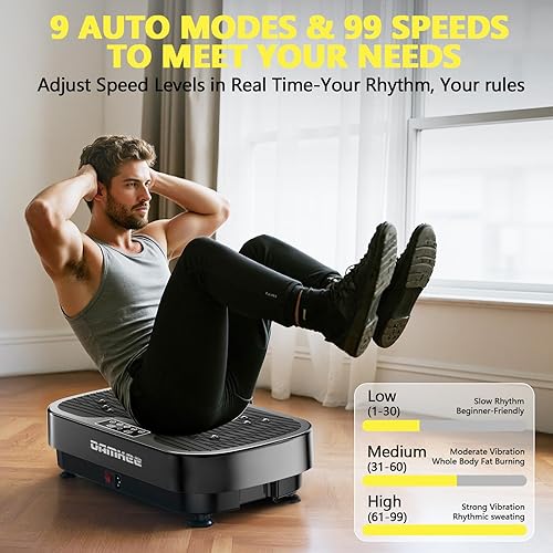 Miniatura 5 de Vibration Plate Exercise Machine, 9 Modes Vibrating Platform for Lymphatic Drainage, 3D Upgraded Vibrated Plates for Weight Loss, Home Full Body