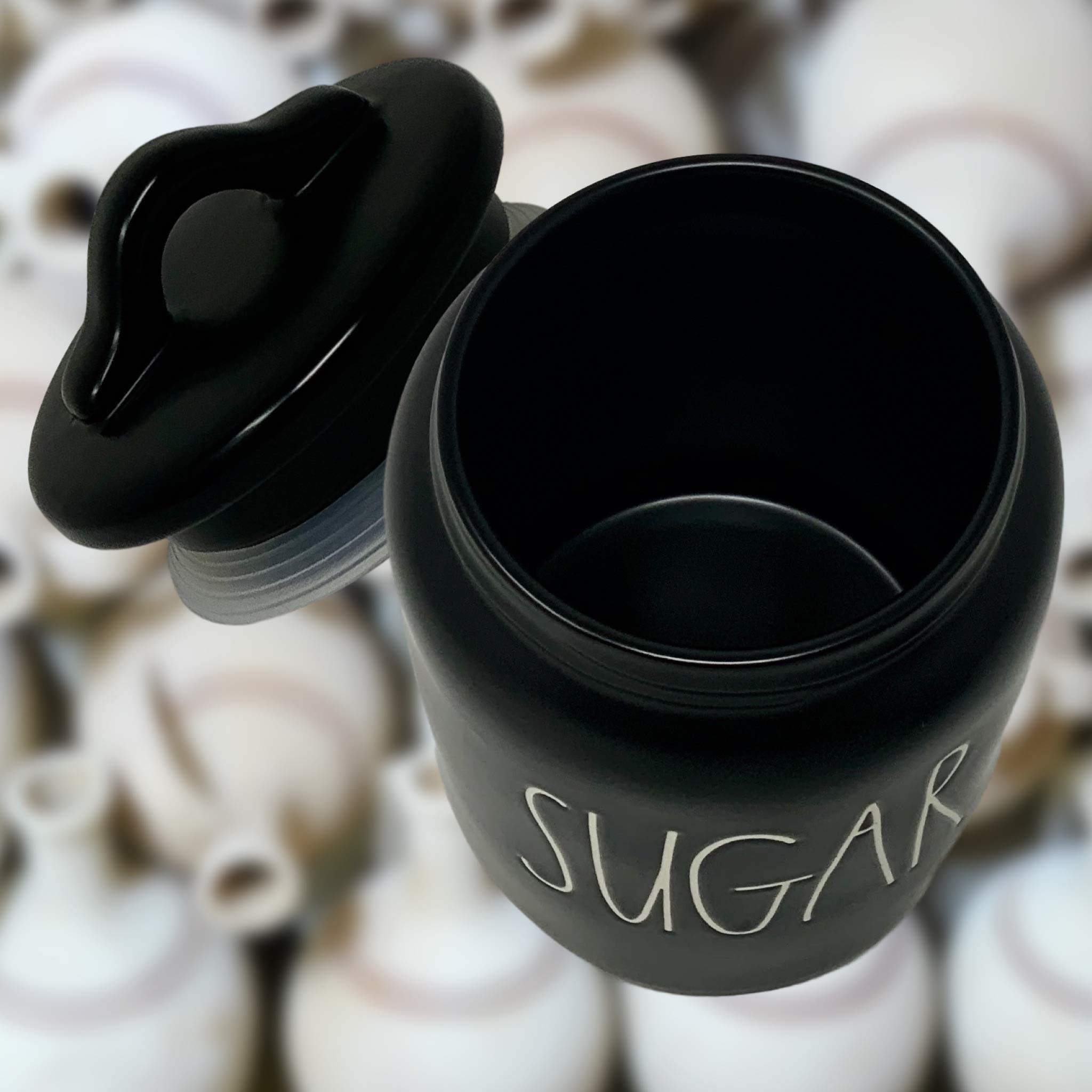 Amazon.com | Rae Dunn Sugar Canister in Black - Artisan Collection