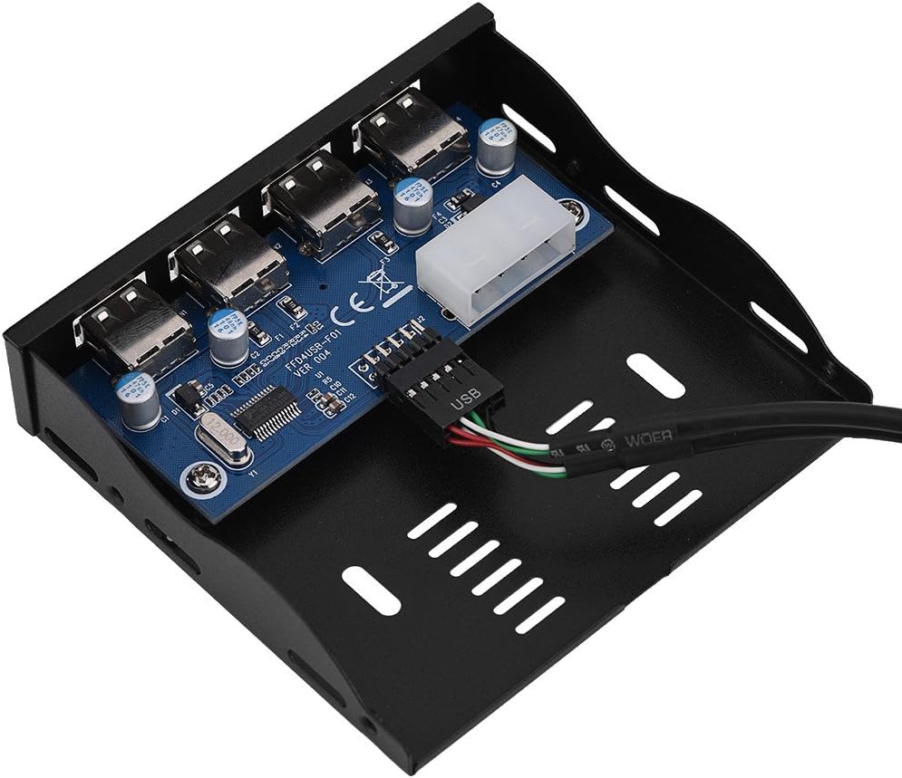 Pomya 4-Port Front Panel USB Hub, USB2.0 Floppy Front Panel 3.5'' Floppy Bay 9 Pin to 4 Interface USB 2.0 HUB for Computer Desktop