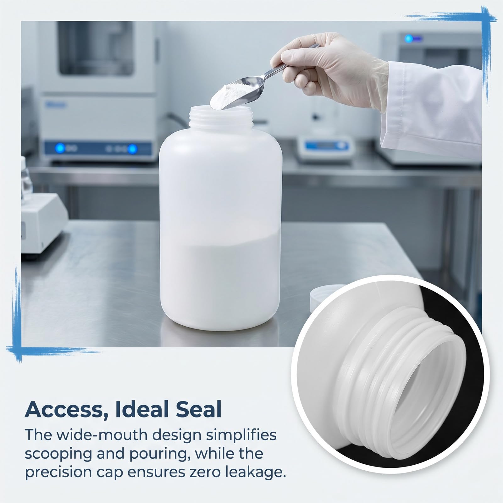 Lurrose Botella de reactivo extragrande de boca ancha de 10 L: Botella de plástico HDPE para laboratorio, tapa a prueba de fugas, recipiente para líquidos en química, almacenamiento de muestras de