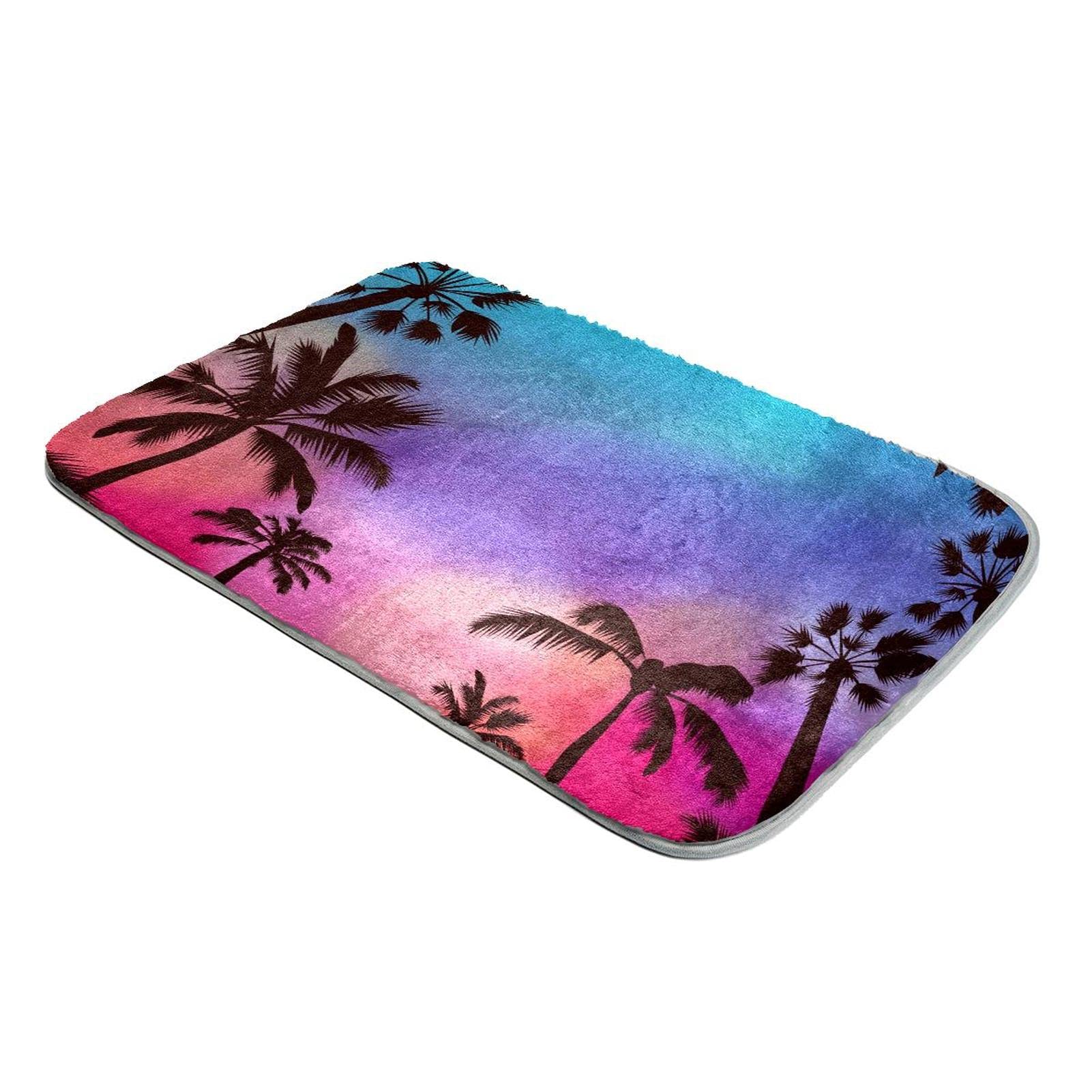 Tapis à poils longs Palmier d'été en peluche imitation fourrure blanche