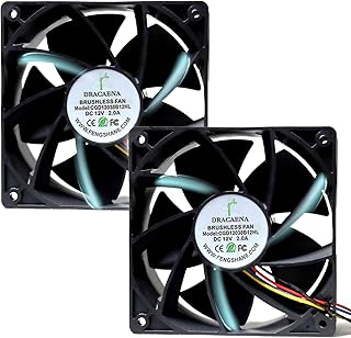Dracaena 2Pack Replacement Bitmain Fan for Antminer S9, T9, Z9, D3, E3, X3, L3+, or Other Crypto Miner, 4pin, 120X120X38mm Cooling Fan, DC12V, 2.1A, 209CFM, 5500RPM, 65.2 dBA D-Fan-12