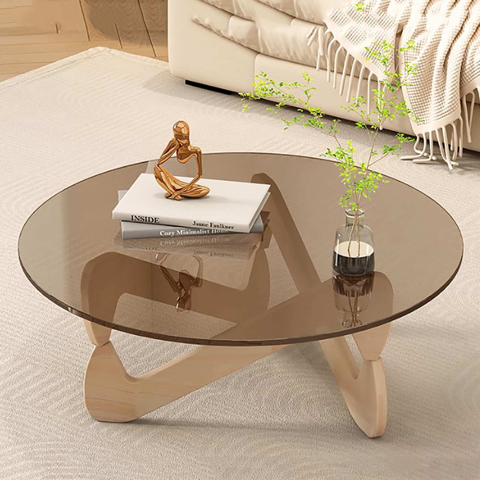 Amazon.com: TopJia Coffee Tables for Living Room-Rounded Glass