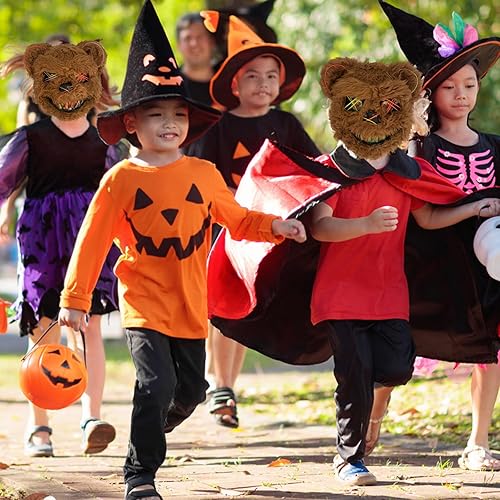 Miniatura 6 de Máscaras de Halloween de conejo y oso aterrador, máscaras de felpa con luz LED de Halloween para fiesta de Halloween máscaras iluminadas