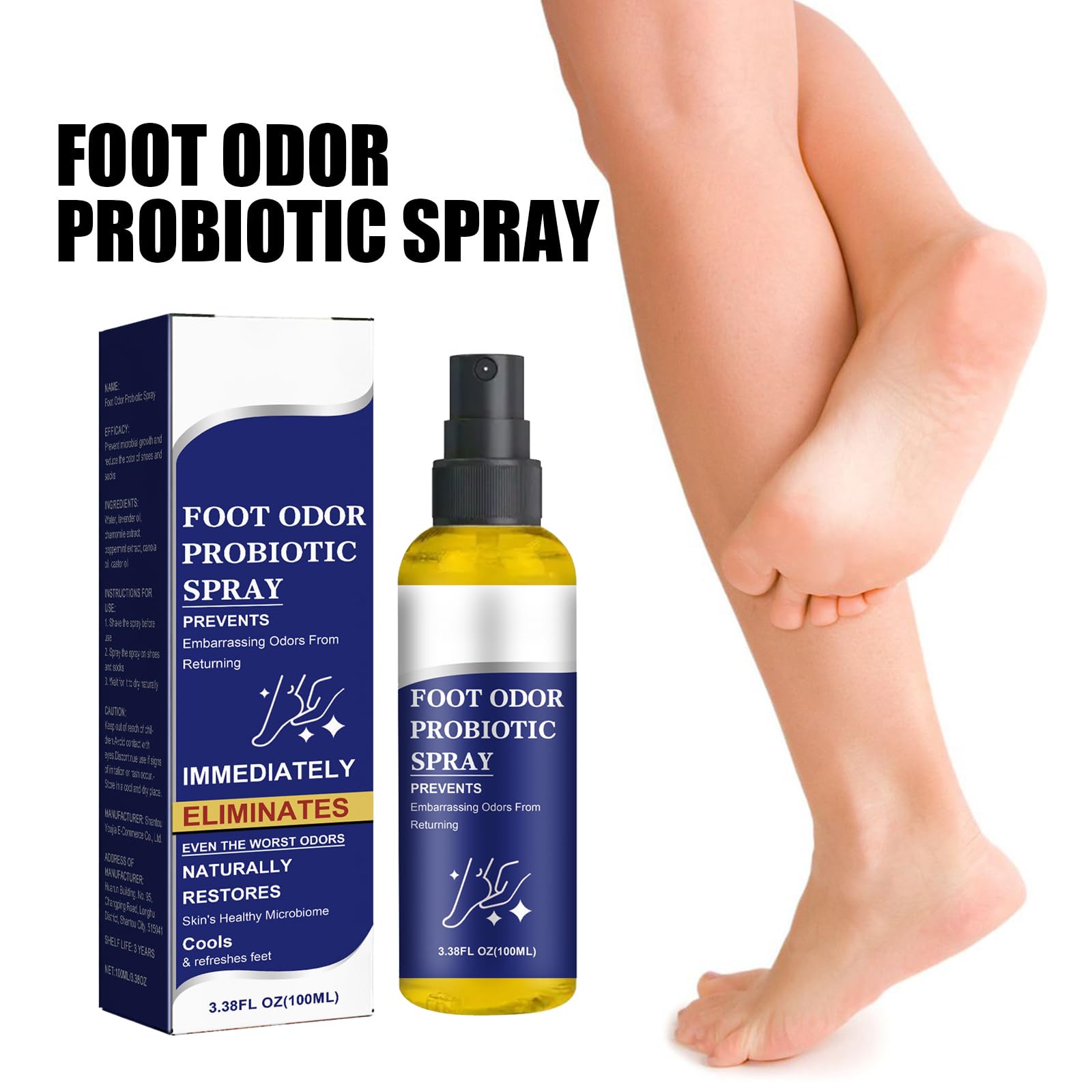 Spray per la Cura dell'Odore dei Piedi,Spray Fresco per i Piedi,Antitraspirante,Deodorante per Scarpe,100ML,1PC