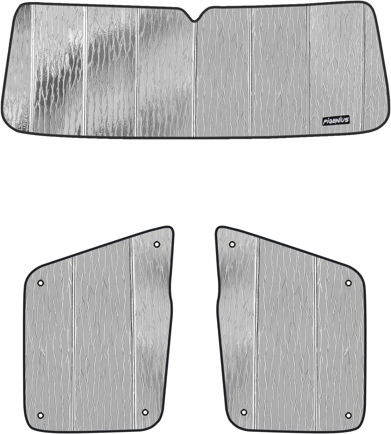 Windshield & Side Window Sunshades for Freightliner Century/Columbia 1979-2015 (No Vent Window), Reversible Silver/Black