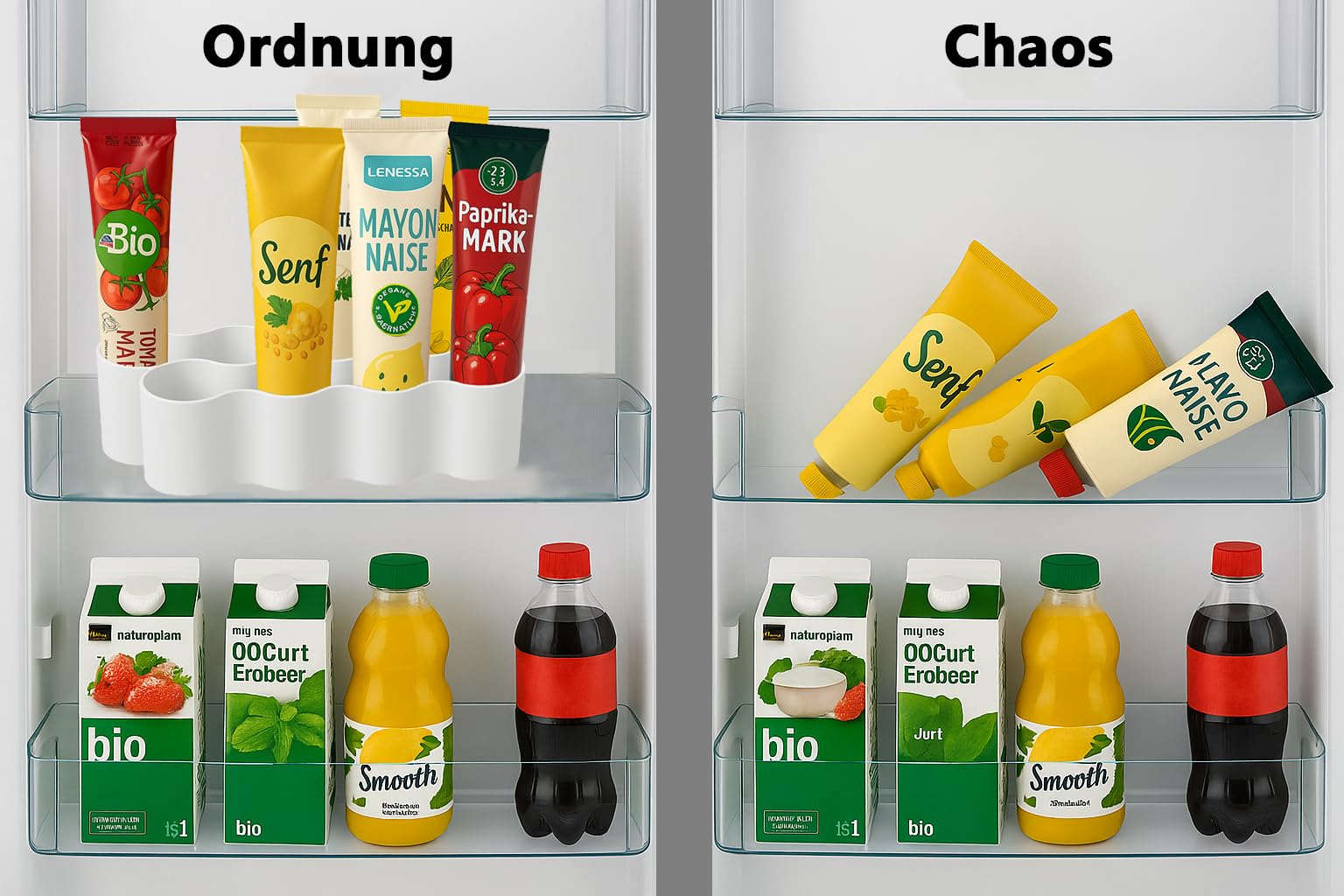 Tuben Aufbewahrungsbox Organizer für Standardtuben Weißer Tubenhalter – Ordnung im Kühlschrank & in der Küche
