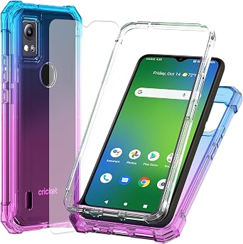 Ailiber for Cricket Icon 5/Motivate 4 Case, Screen Protector-Blue Pink