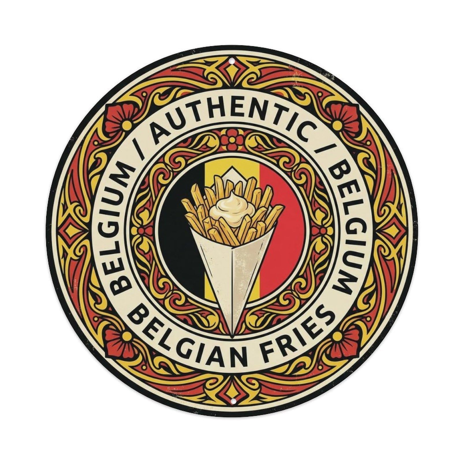 Belgium Travel Belgian Fries Belgian Street Food Metal Tin Sign