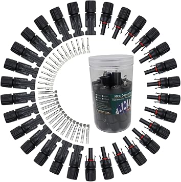 MC4 Connectors Connector for Outdoor and Solar Power Systems, IP67 Waterproof Solar Panel Connector, 15 Pairs Male/Female Solar Cable Connectors, Providing Reliable PV Solar Power
