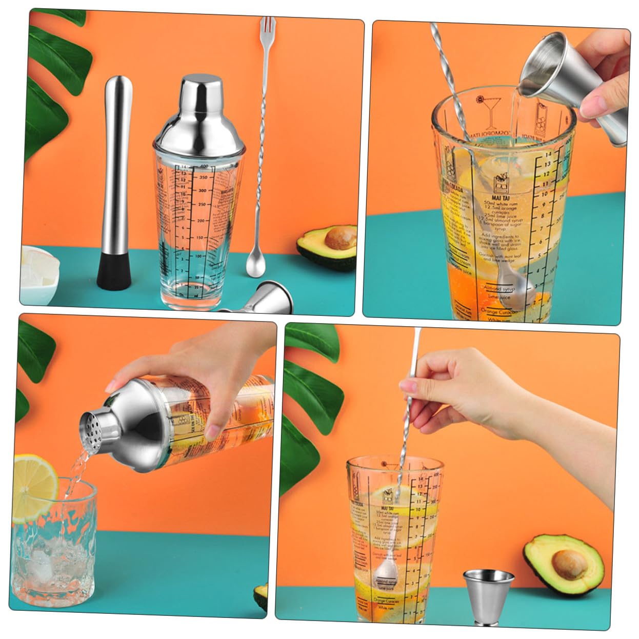 VALICLUD Shaker Cocktail in Acciaio Inossidabile Colorati Attrezzatura Professionale Barman per Aperitivi e Mixology Accessori Cocktail Resistenti e Lucidi per Uso Domestico e Regalo