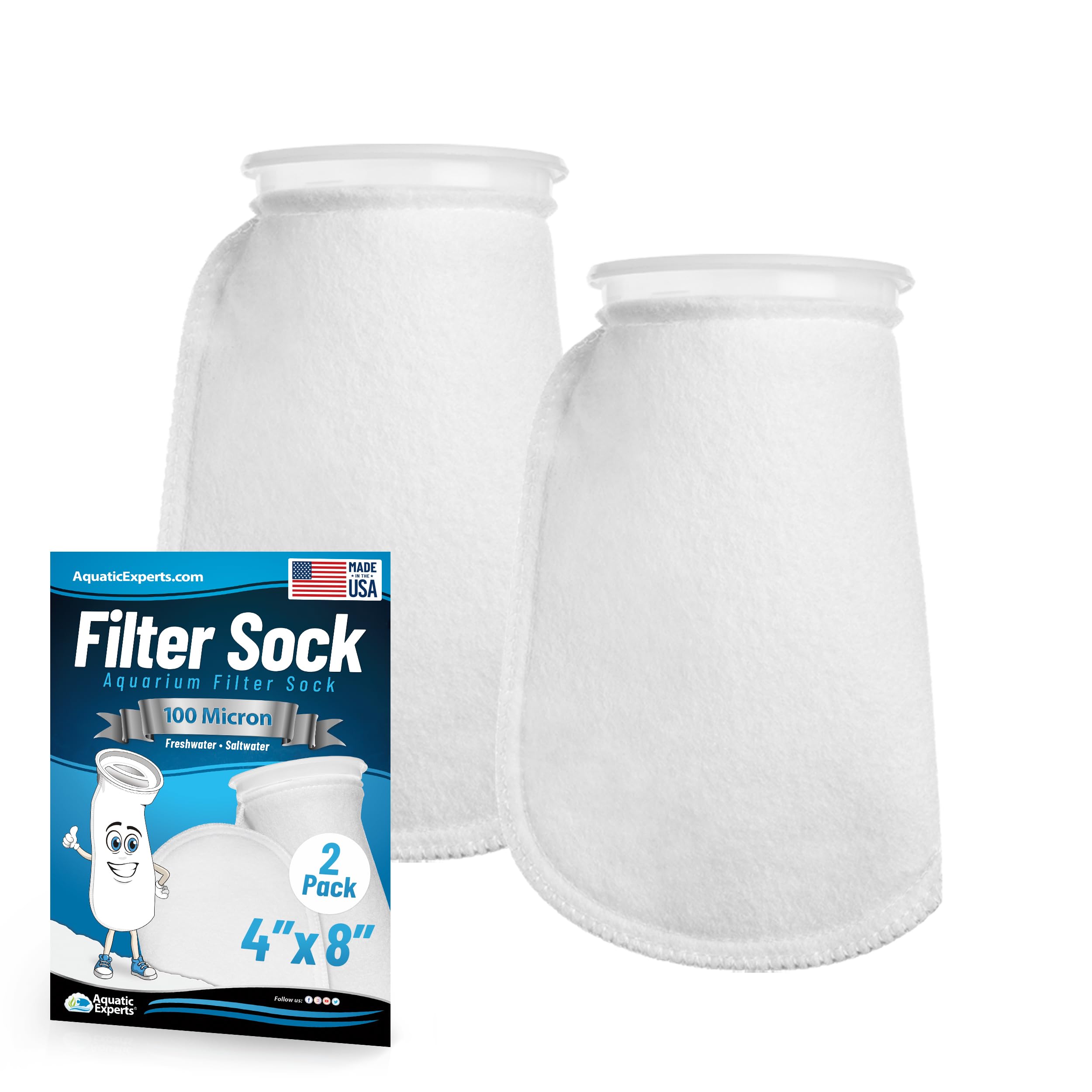 Aquatic Experts 4 inch Ring 100 Micron Felt Filter Sock - Filter Socks for Saltwater Aquarium Sump Filter