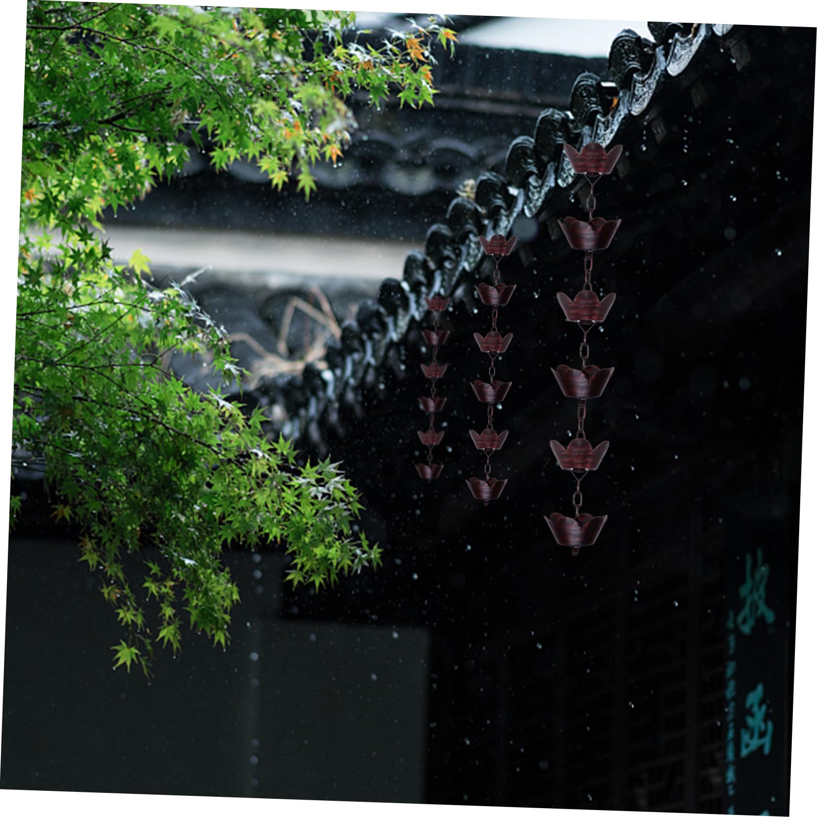 Toddmomy Cadena de Lluvia Metálica Decorativa de 1 Metro para Canalones, Accesorio de Jardín, Cadena de Drenaje Pluvial Diseño de Pétalos para Exteriores