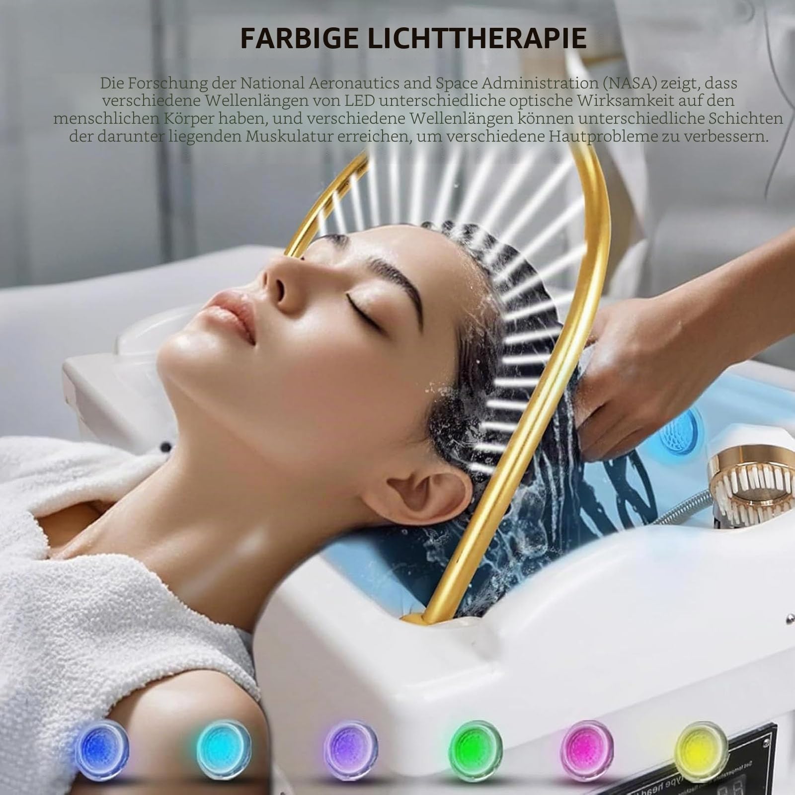 Head Spa Gerät,Japanese Head Spa Equipment,Haarwaschbecken für Bettlägerige mit 60L Wassertank, Mobiles Waschbecken, inklusive Dampfbegaser und Dampfhaube, für Kopf Spa und Friseursalons