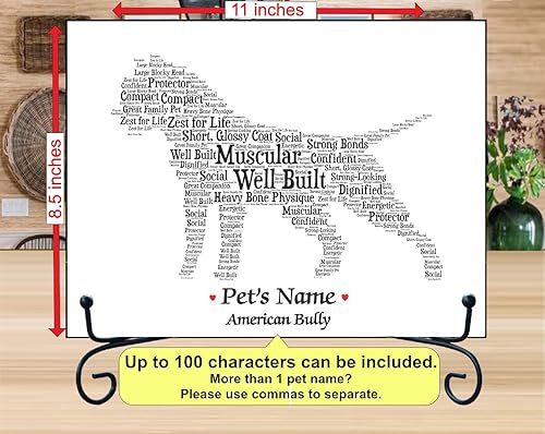Miniatura 2 de PetArt.us American Bully – Personalized Art Print – Custom Pet Name, Gift for Dog Lovers or Pet Memorial, Gift Wrapped Home Decor, Handmade in the