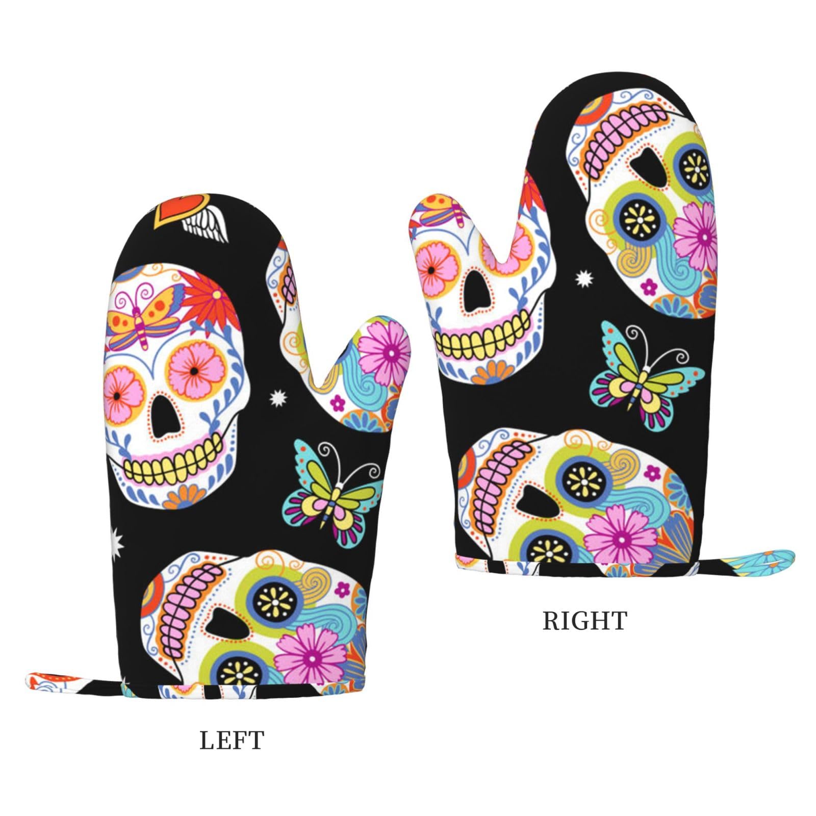Sugar Skulls drukowane żaroodporne rękawice i podkładka wielokrotnego użytku rękawice kuchenne