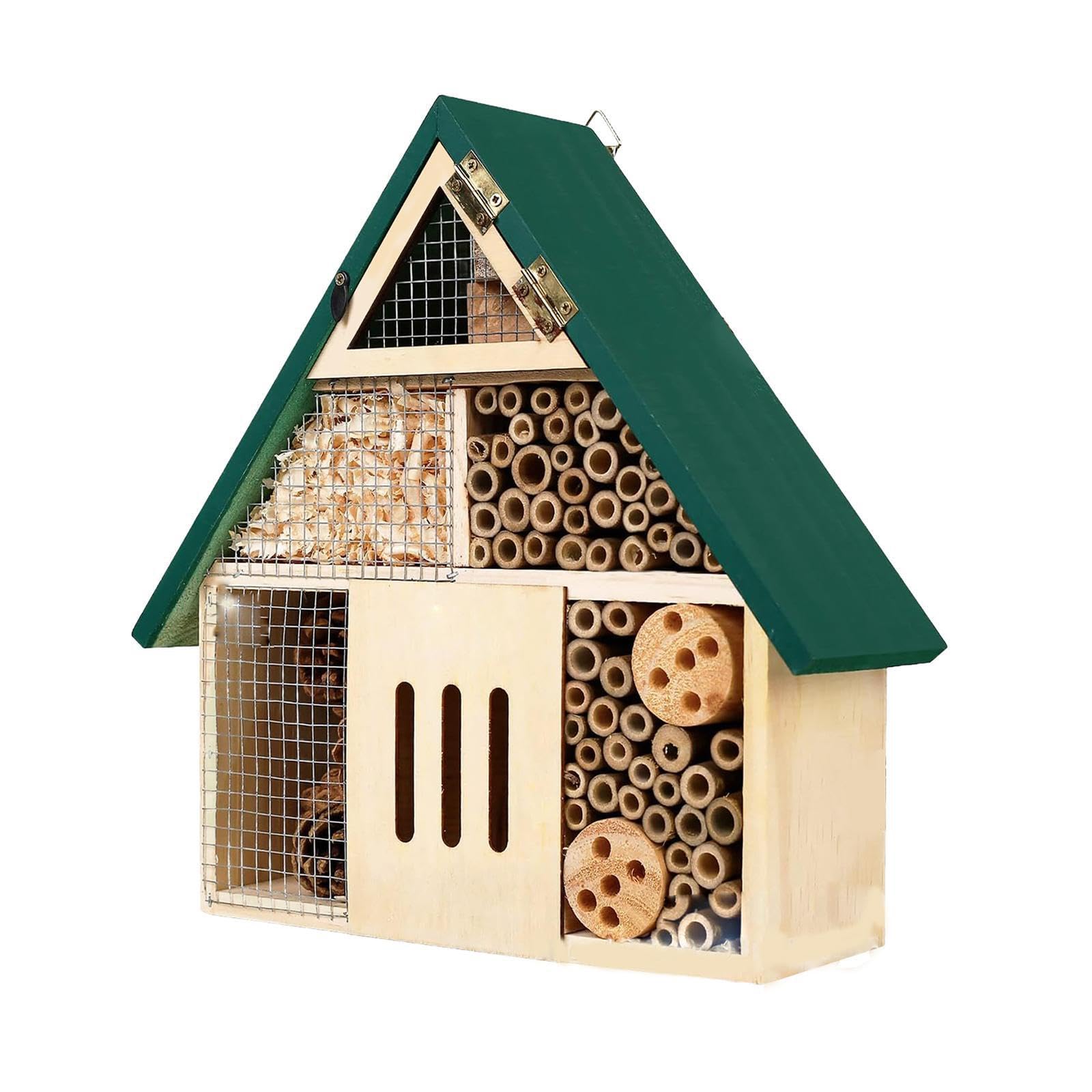 ALCXAZS Pollinating Habitat Bug Hotel House Utilizing Natural Wooden Materials Attracting Beneficial Garden Insects Wooden Bee Hotel Pollinating Butterfly