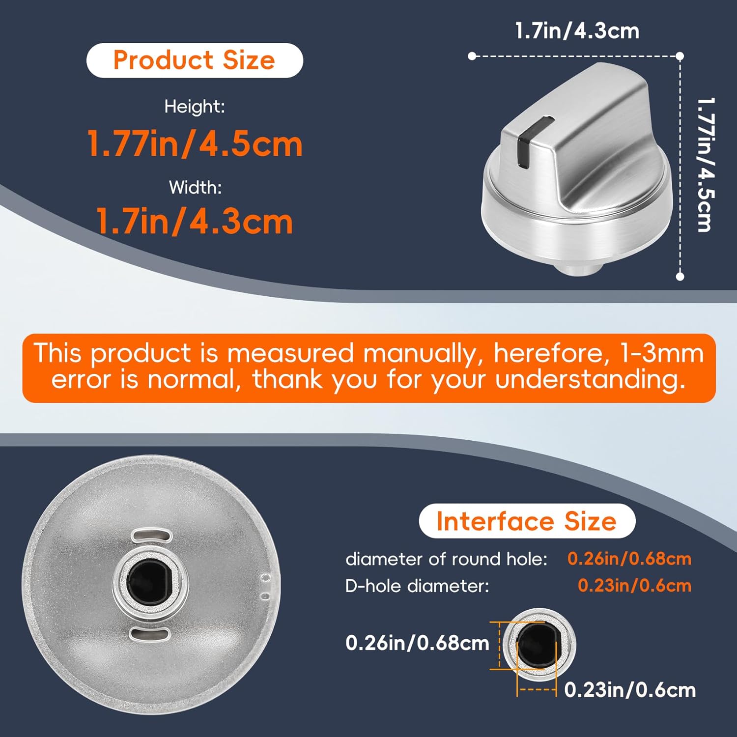 WB03X29315 Knob Fit for GE Stove Knobs Replacements (5 Pack), KIP 5U06 191D9233 Stove Knob for GE Gas Stove Knobs, Compatible with JGP5030SL1SS JGP5030SLSS JGP5036SL1SS JGP5036SLSS