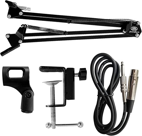 Miniatura 8 de AxcessAbles MX-100 - Paquete de micrófono de condensador cardioide profesional de estudio con soporte de choque, micrófono de montaje de escritorio,