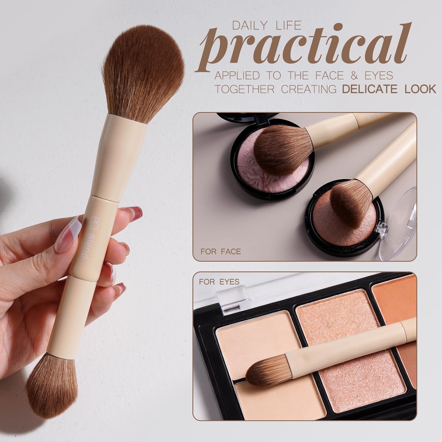 BS-MALL Makeup Brushes Kit – Professional Synthetic Makeup Tools with Travel Case, Includes Foundation, Powder, Concealer, Lip & Eyeshadow Brushes + Sponge for Daily Use & Versatile Occasions (Beige)