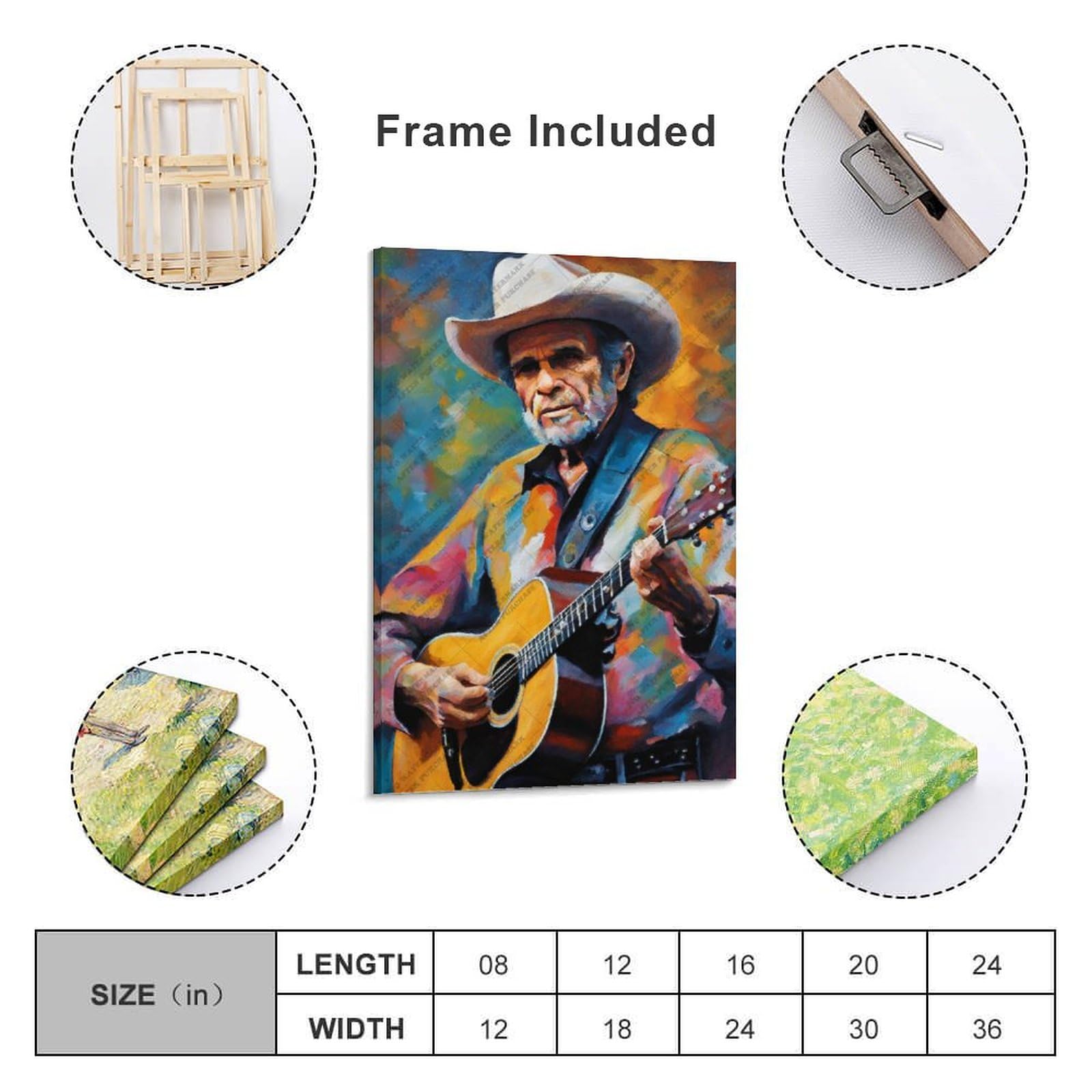 FCOJE Poster su tela con cantante folk country Merle_Haggard (1), decorazione artistica da parete per soggiorno e camera da letto, 30 x 45 cm