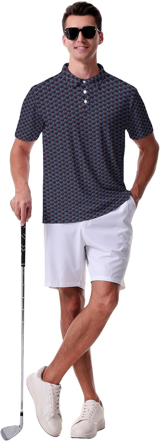 Funny Golf Shirts for Men Polo Shirts Casual Collared Short Sleeve Polo Shirt Gift for Golfer Lovers