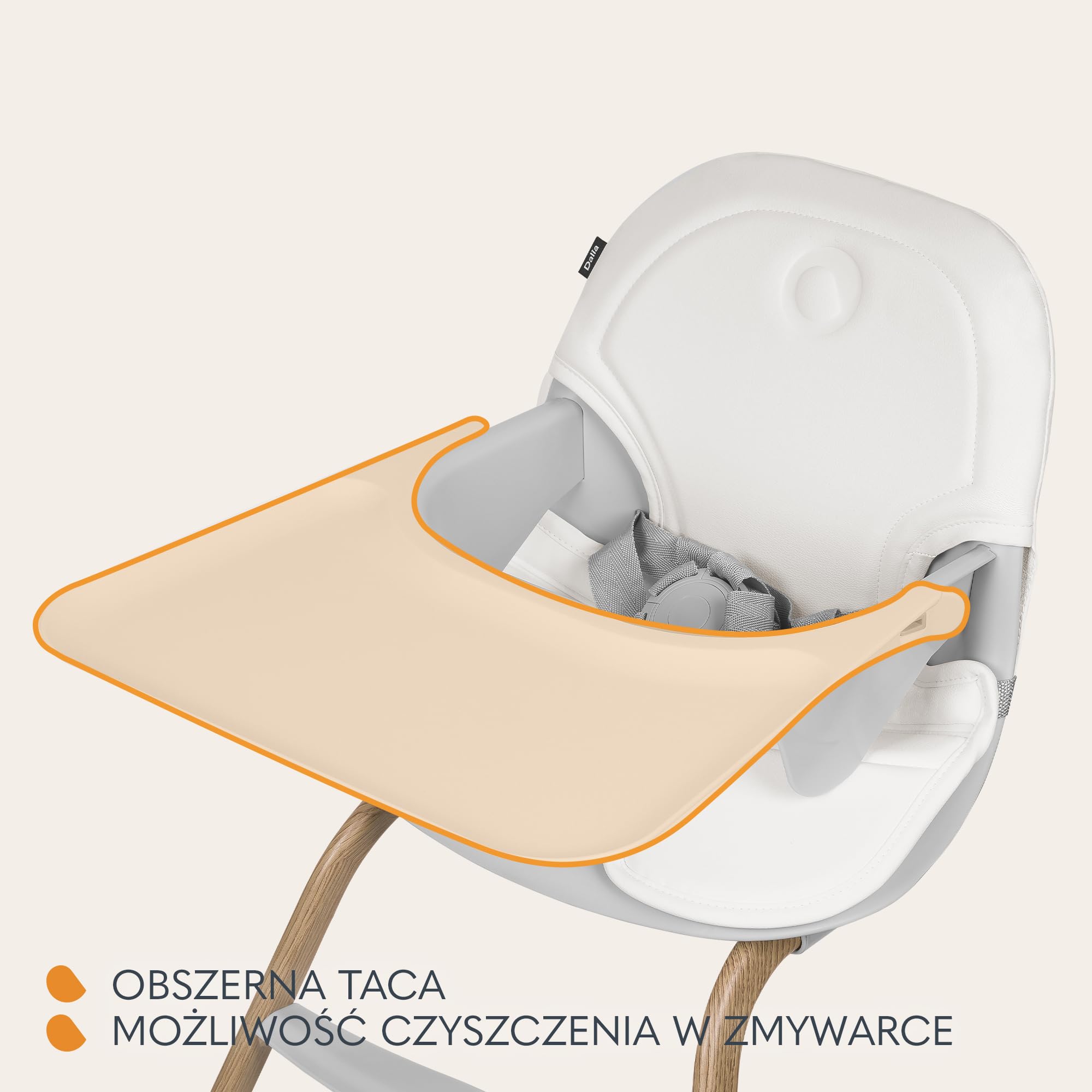 LIONELO DALIA 2 w 1 Krzesełko Dziecięce do Karmienia 6-36 miesięcy 15 kg, Krzesełko dla Starszych Dzieci do 60 kg, 5-Punktowe Pasy, 2 Podnóżki, Taca, Rośnie wraz Dzieckiem (Szary naturalny)