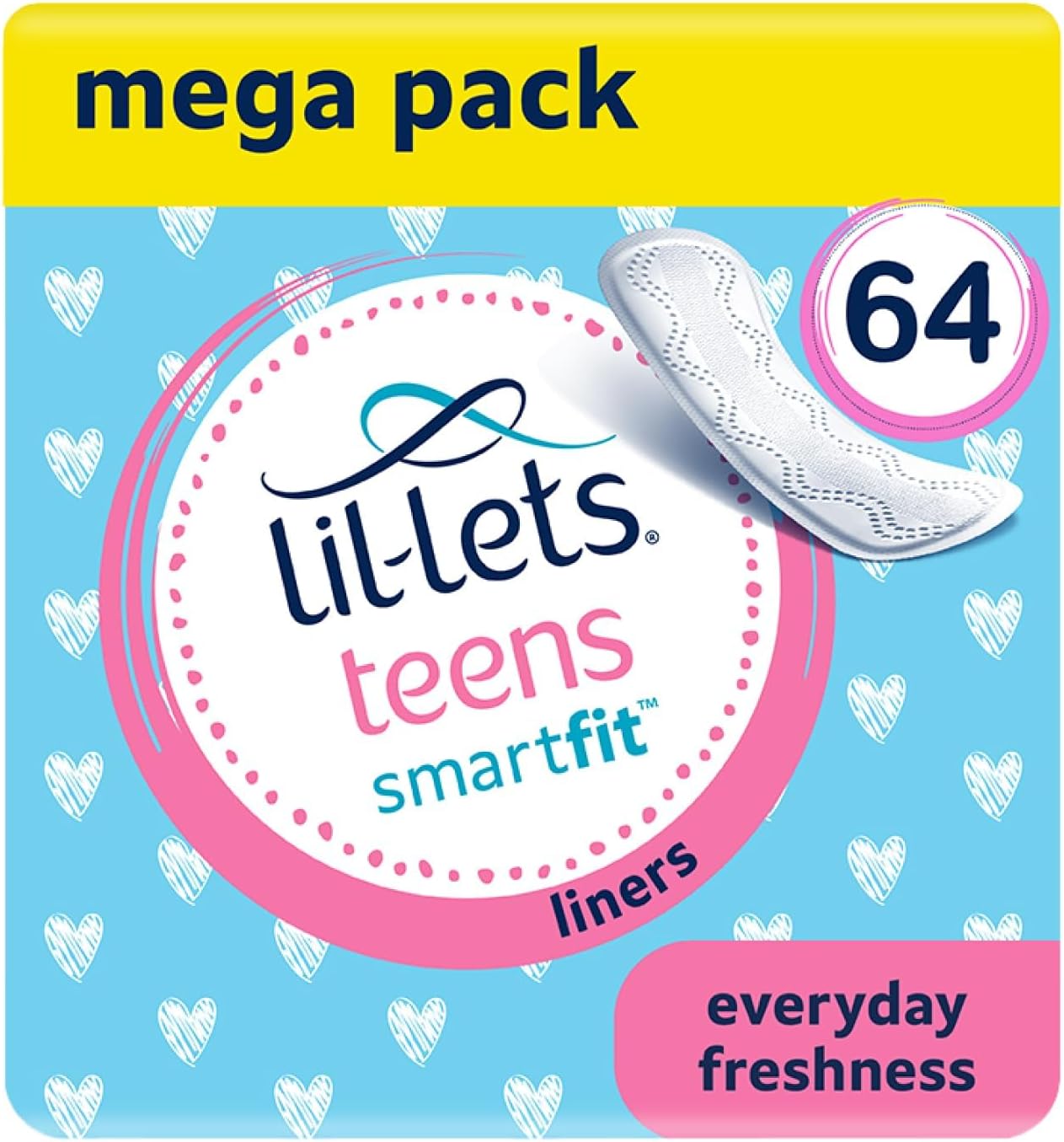 Teens Liners | 64 Liners | 4 Packs of 16 Liners | 4 Handy Pouches of 4 Liners per Pack, 3730355-C