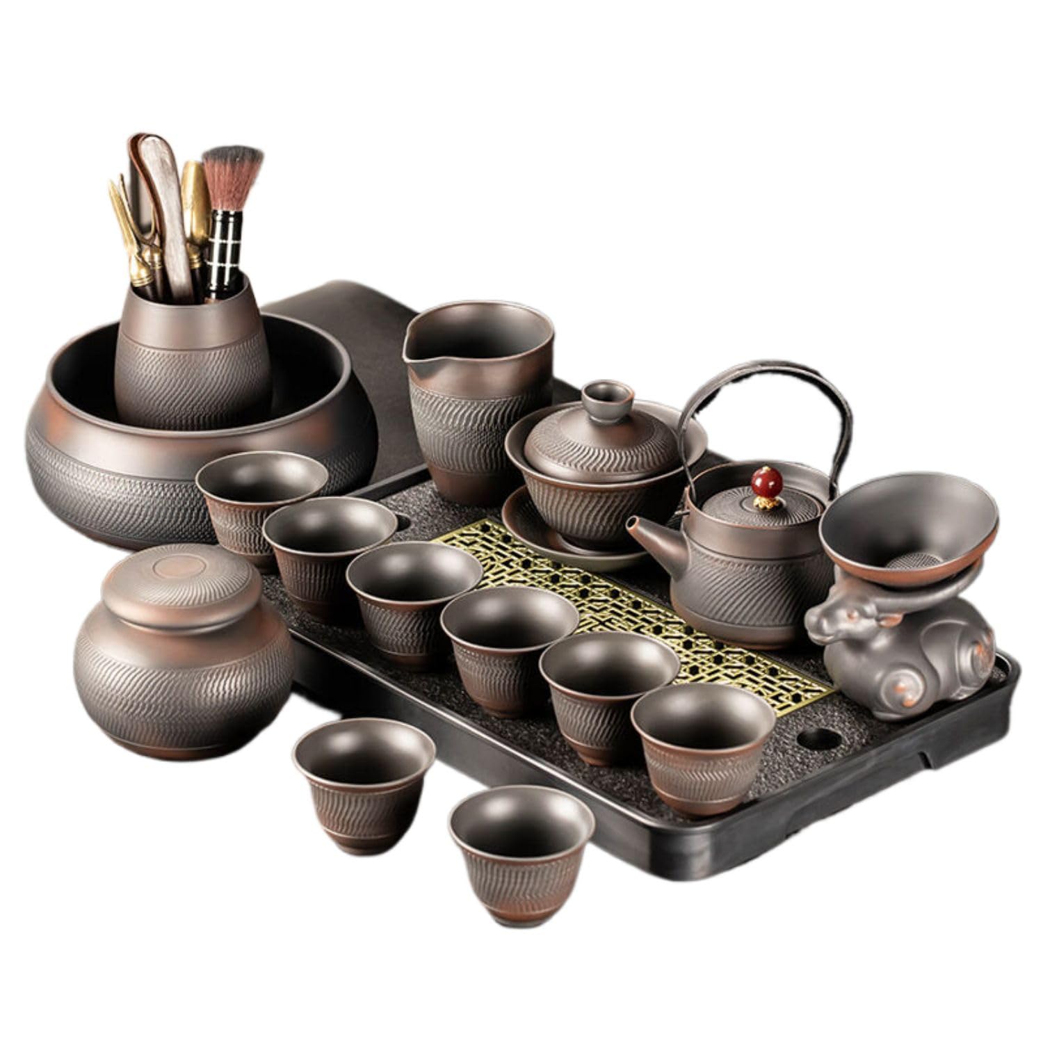 DFSHGDF1450-TEASET fioletowa ceramika zestaw do herbaty Gongfu, zestaw do herbaty Kung Fu lekki luksusowy wysokiej klasy chiński styl chiński zestaw do herbaty Gongfu, retro nóż do skakania czajniczek