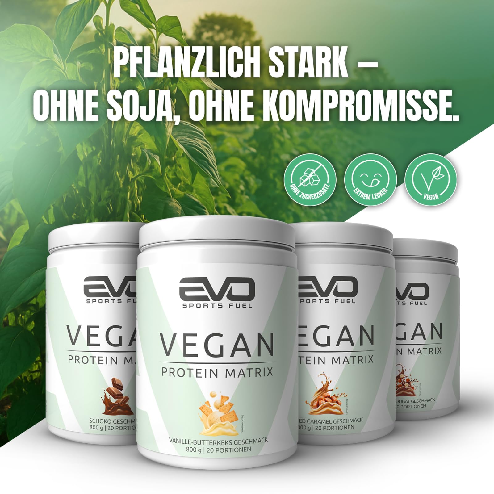 EVO SPORTS FUEL Veganes Proteinpulver Matrix | Schoko | 800g | Eiweißpulver mit 3g Leucin pro Portion für eine maximale Proteinsynthese | geprüfte Qualität | Made in Germany