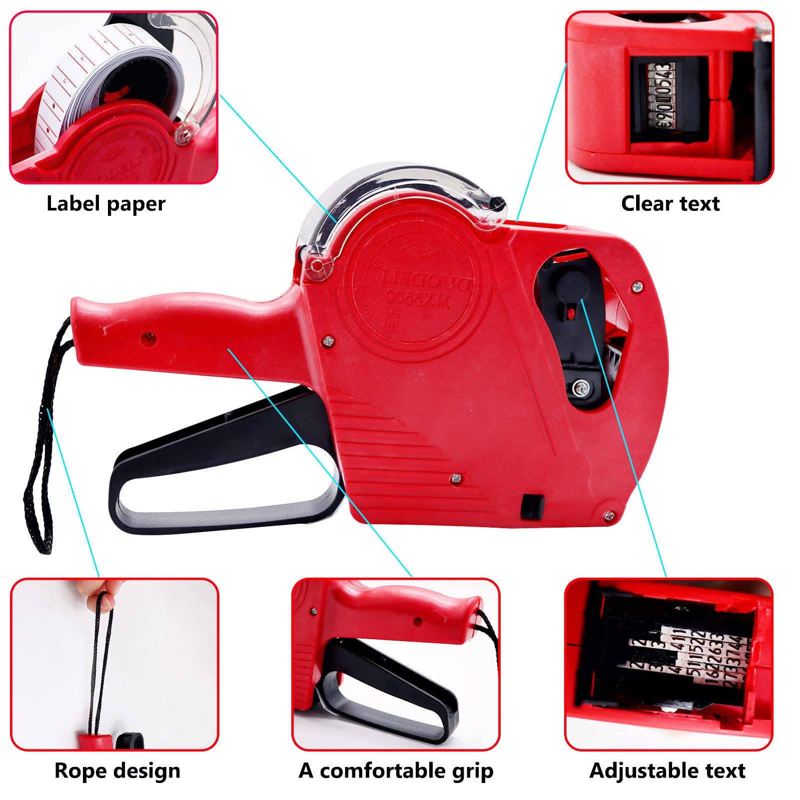 Price Tagging Gun Kit, Uooker 8 Digits Price Labeller with 5000 Labels, Pricing Labels Gun - Image 2