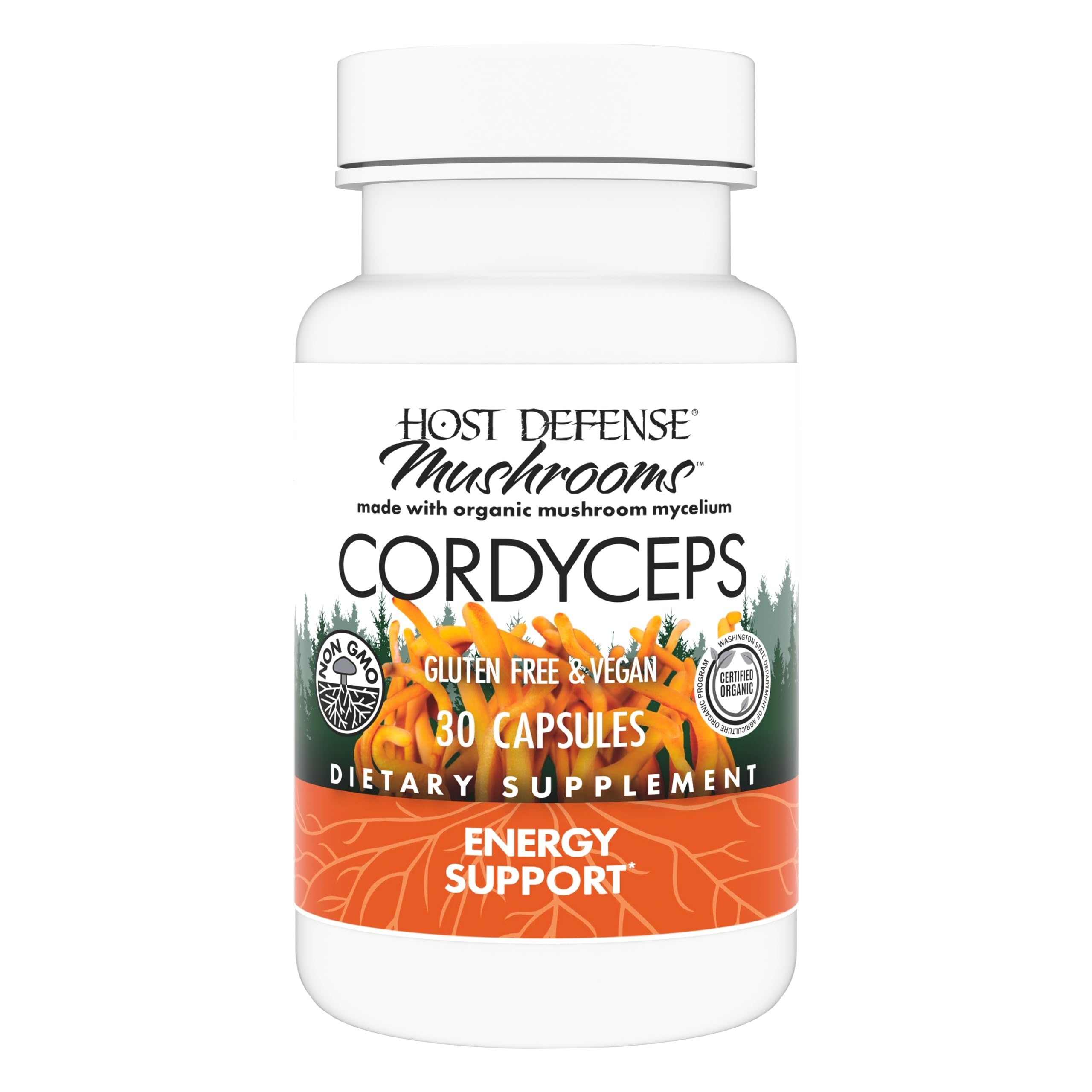 Host Defense Cordyceps Capsules, Immune & Energy Support, 30 Capsules 30 Count (Pack of 1)