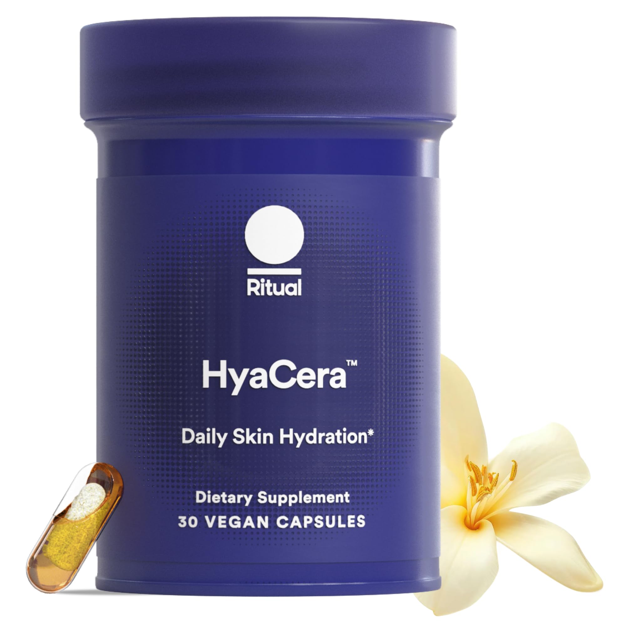 Ritual HyaCera Skin Supplement for Wrinkle Support, with Hyabest® and Ceratiq® for Skin Hydration Support, Hyaluronic Acid, Glycolipids, Ceramides, Gluten Free, Non GMO, Vanilla Essence, 30 Day Supply