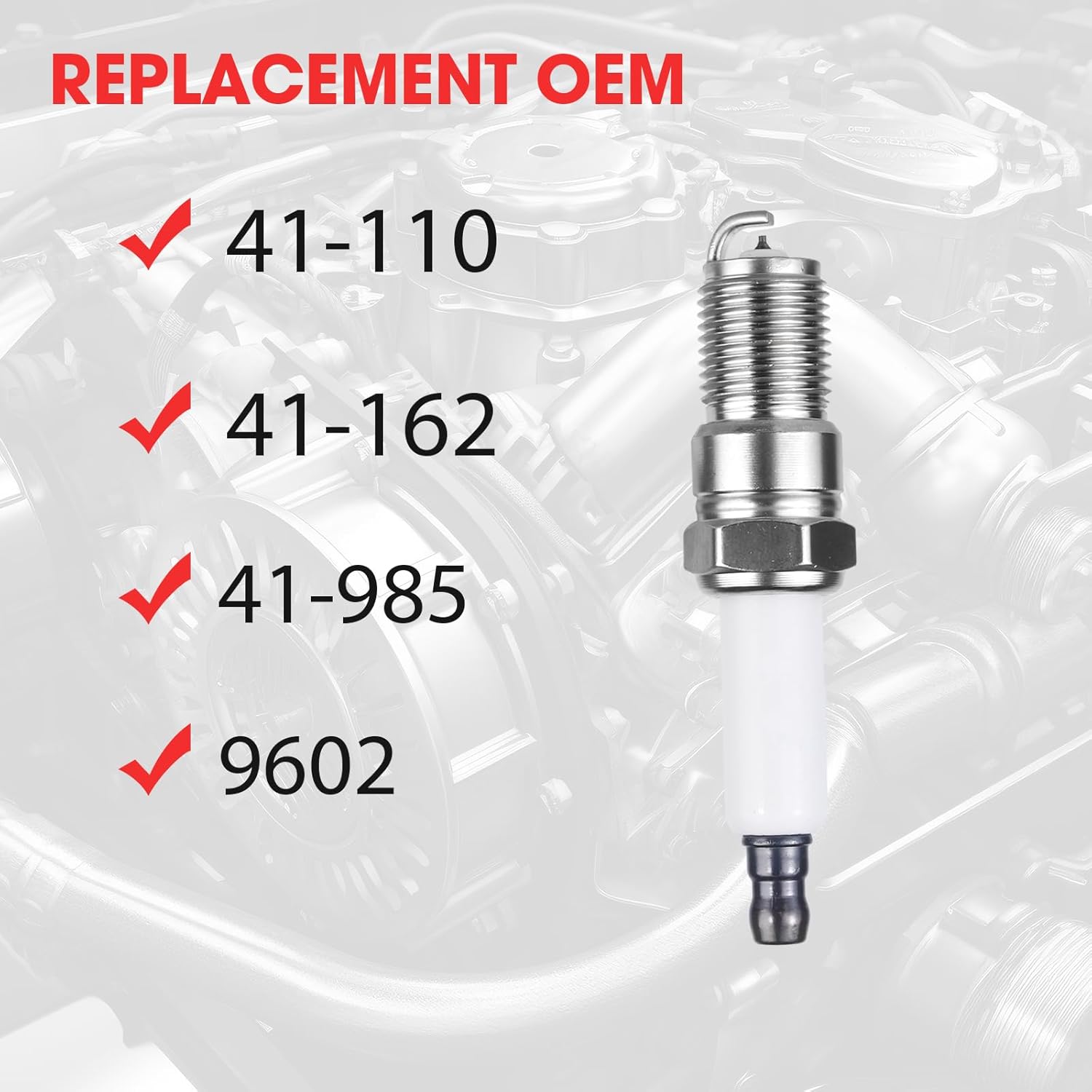 8 Pcs Iridium Spark Plugs Replace OEM# 41-110 41-162 41-985 9602 19417055, Compatible with Chevy Silverado Tahoe Avalanche Corvette Camaro GMC Sierra Yukon 4.8L 5.3L 5.7L 6.0L 6.2L 6.6L 8.1L V8