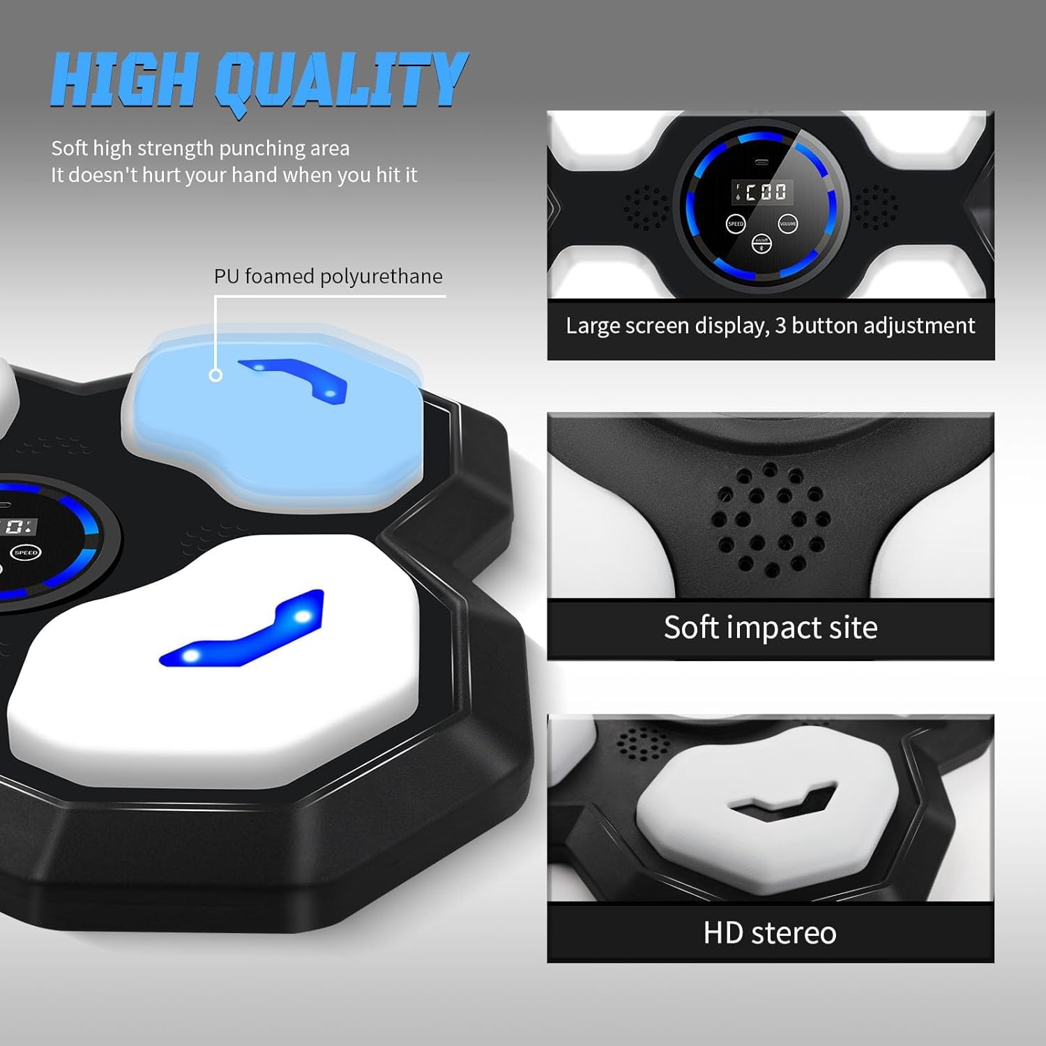 Music Boxing Machine Adults con guantoni da Boxe, Montaggio a Parete, con Bluetooth, per Allenamento a casa, Bersaglio, Attrezzatura da Boxe Digitale, Adatta per Bambini e Adulti