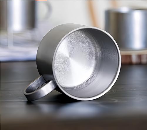 Miniatura 3 de 4 tazas de café apilables de acero inoxidable con soporte de metal, taza de café de acero inoxidable 304 vintage, juego de tazas de café de 8 onzas,