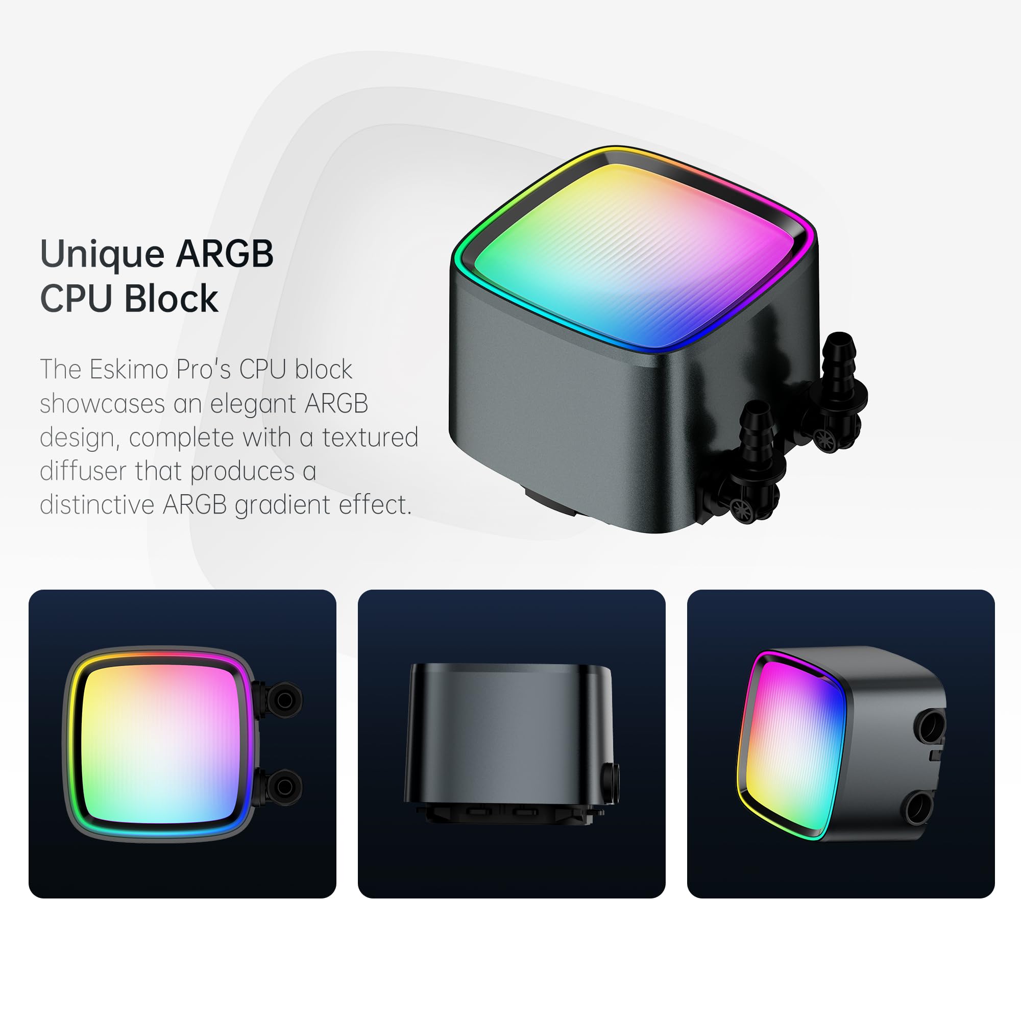 Geometric Future Eskimo Pro - 360 mm AIO CPU Liquid Water Cooler- RGB PWM Squama 2501W wentylator x 3 - pasuje do Intel® LGA 1700, AMD®AM5 - biały - (GEO-EP-36W)