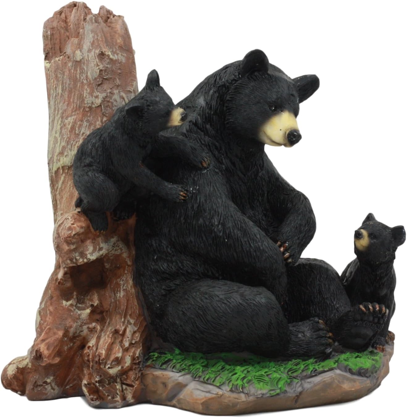 Ebros Black Bear Mother and Her Cubs in The Woodlands Statue 6" Tall Nature's Nurture Bear Family Sculpture