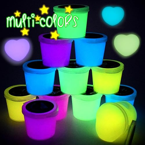 Miniatura 2 de Paquete de 12 kits de slime de galaxia que brilla en la oscuridad, recuerdos de fiesta para niñas y niños, juguete de alivio del estrés para bolsas