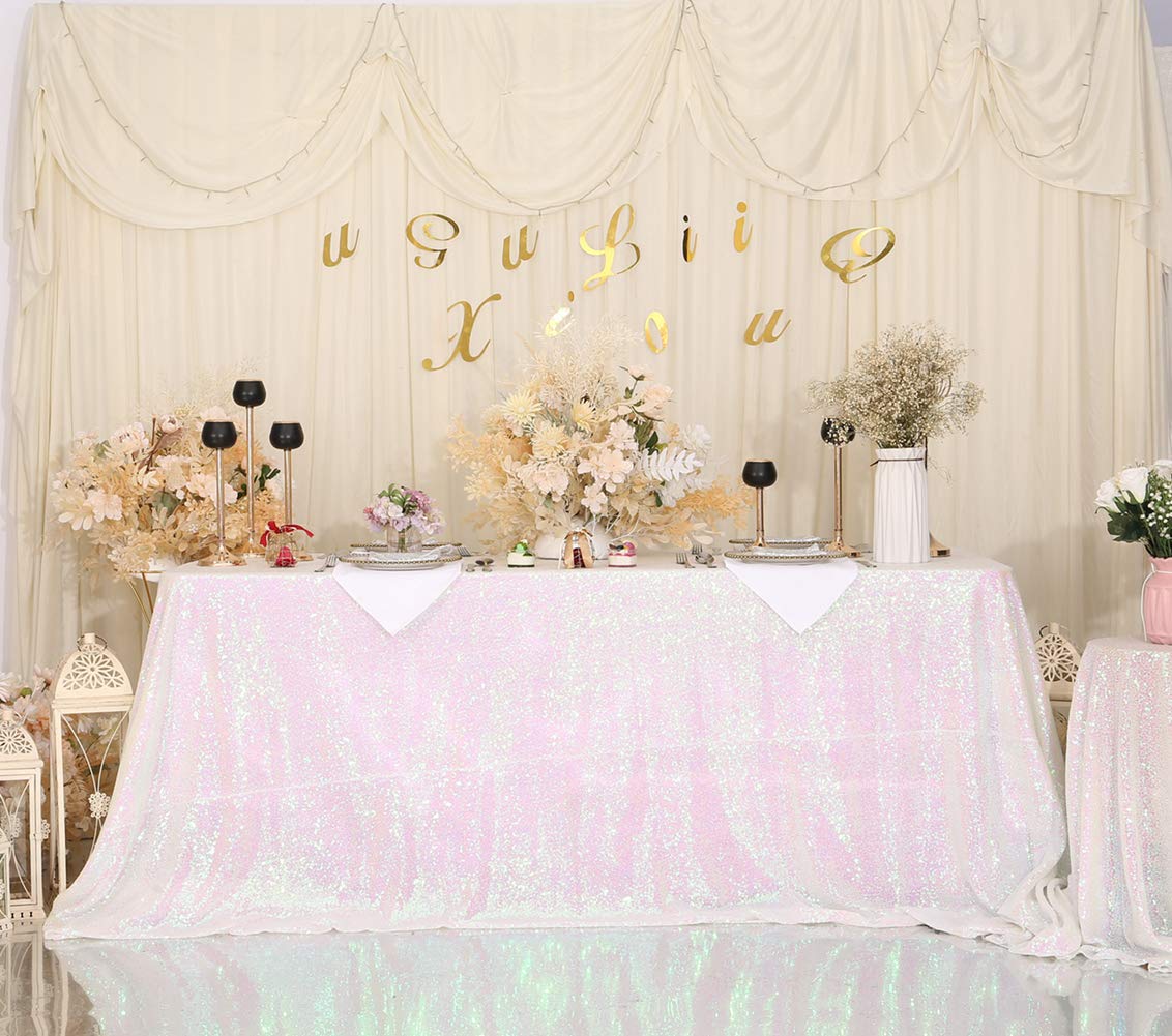 Eternal Beauty Iridescent Sequin Tablecloths Rectangle Wedding Halloween Chrismas Party Banquet New Year's Day (,127 * 183Cm,Rectangle)