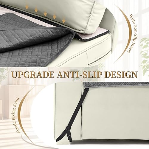 Miniatura 3 de Funda de terciopelo 100 % impermeable para perros, funda de sofá lavable para sofá de 3 plazas, juego de fundas acolchadas y antideslizantes con