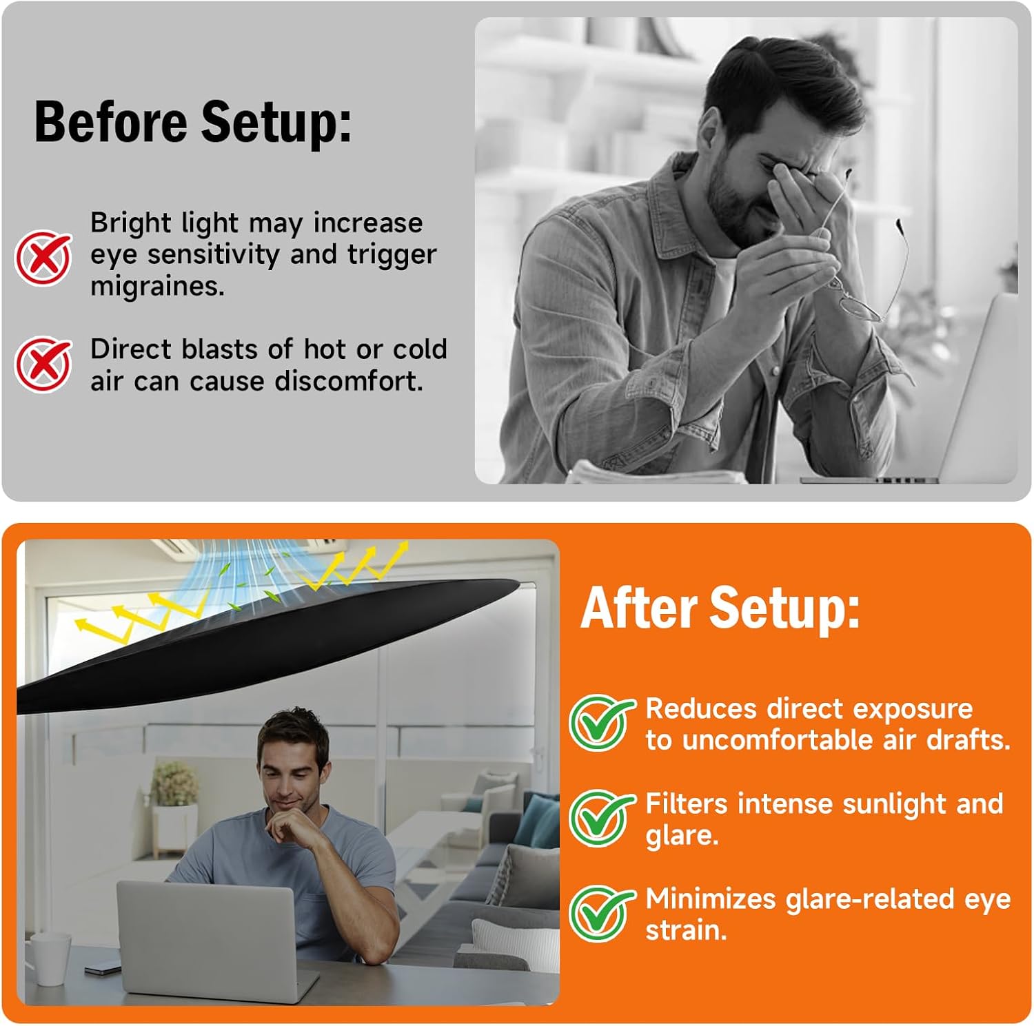 Cubicle Shade for Desk, 51" Large Desk Canopy Blocks Overhead Light image 5