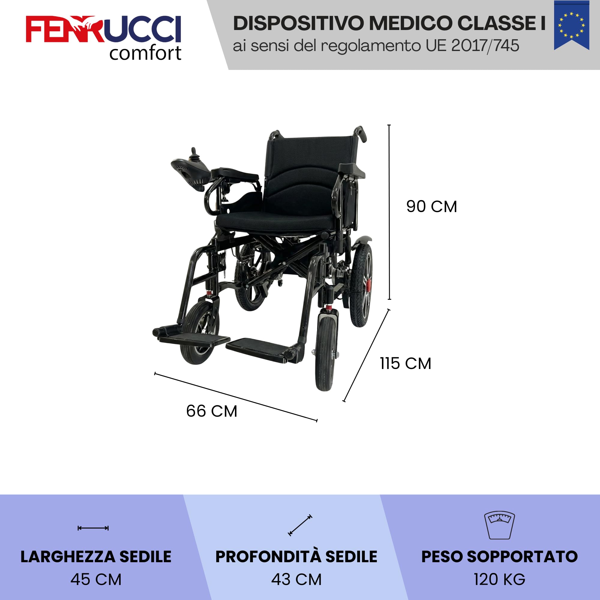Silla de ruedas eléctrica plegable automática para discapacitados y ancianos, autonomía de 20 km, reposabrazos abatibles, asiento acolchado, capacidad de carga 120 kg