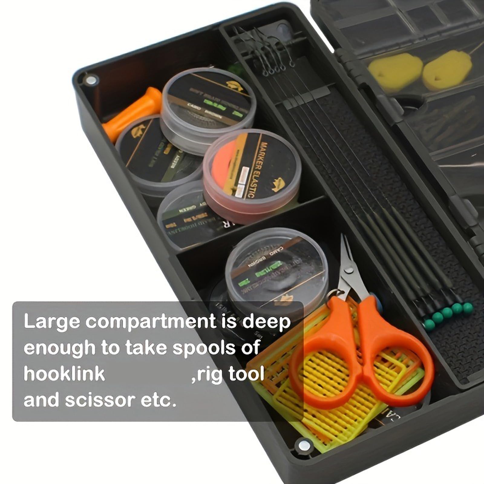 Caja de aparejos de pesca con pasador de aparejo, caja de almacenamiento de aparejos de pesca, contenedor de accesorios de pesca, caja de almacenamiento fácil de transportar